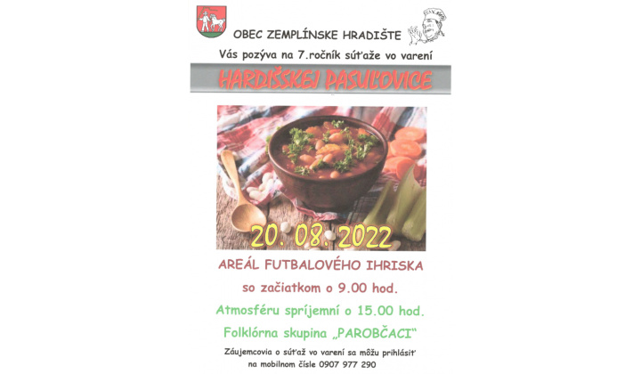Pozvánka na 7. ročník súťaže vo varení Hradišskej Pasuľovice