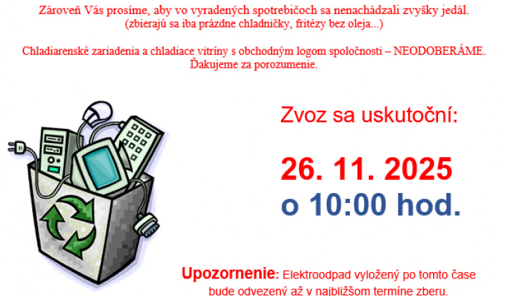 Fotka - Zvoz nefunkčných elektrospotrebičov