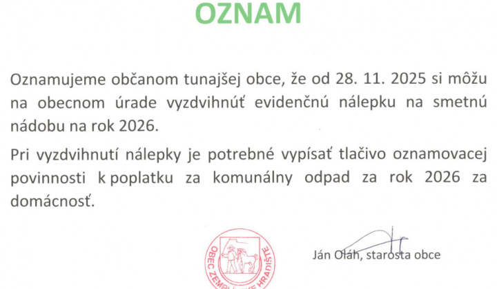 Fotka - Nálepka na zvoz KO