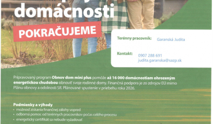 Fotka - Informácie o projekte Obnov dom mini plus