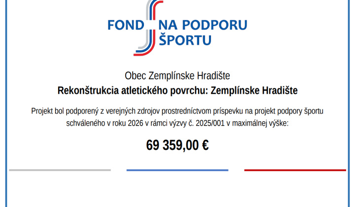 Fotka - Fond na podporu športu - rekonštrukcia atletického povrchu
